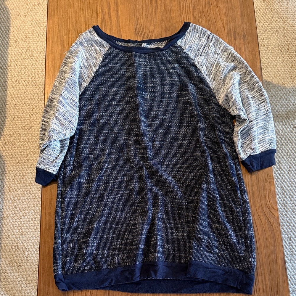 Casual Navy and Heather Gray Raglan Long Sleeve Top